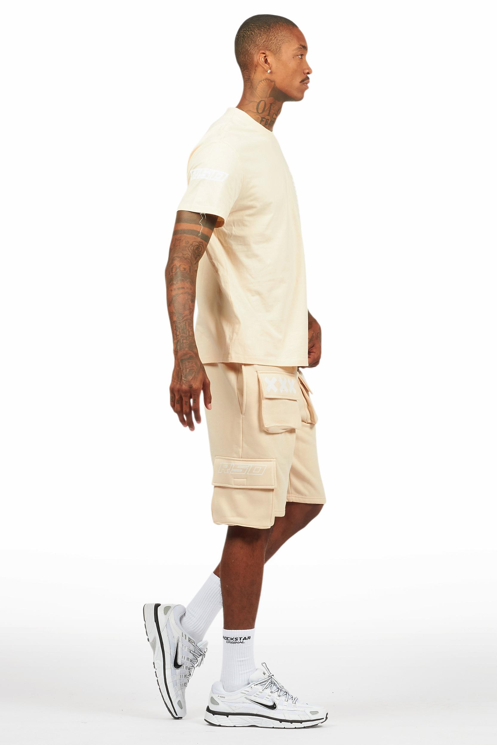 Jash Beige/White Short Set Male Product Image