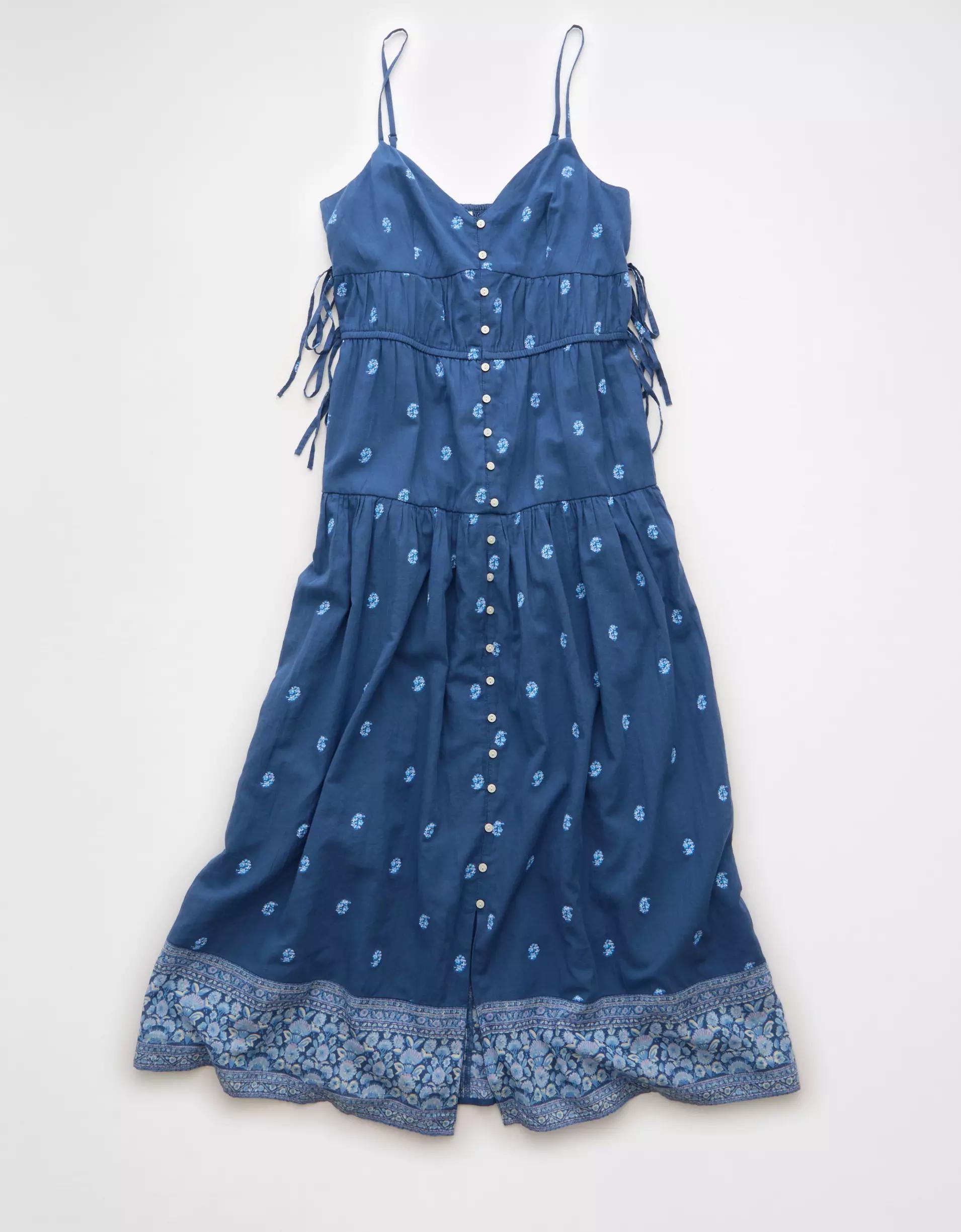 AE V-Neck Side Tie Midi Dress Product Image