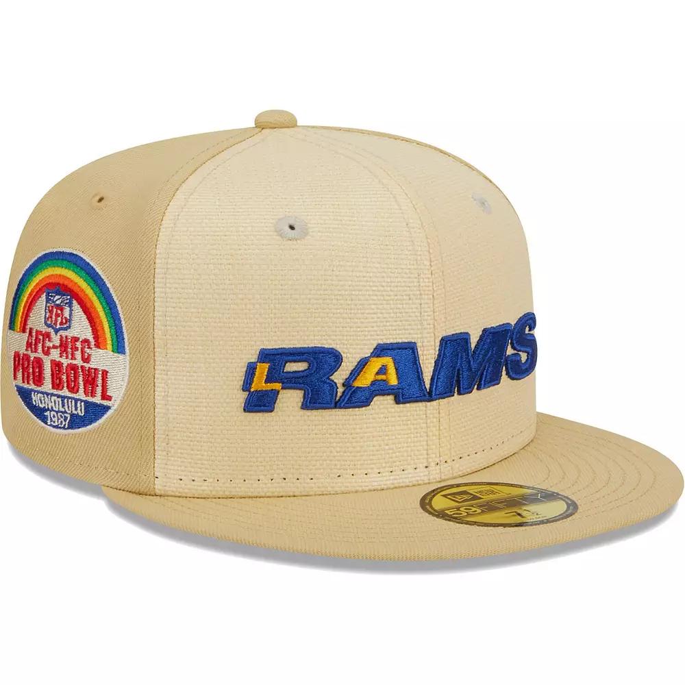 Men's New Era Khaki Los Angeles Rams Raffia Front 59FIFTY Fitted Hat, Size: 8, Beig K Product Image