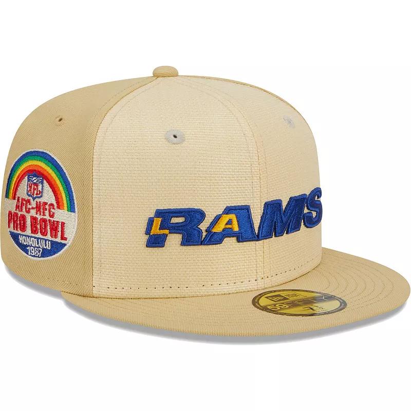 Men's New Era Khaki Los Angeles Rams Raffia Front 59FIFTY Fitted Hat, Size: 8, Beig K Product Image