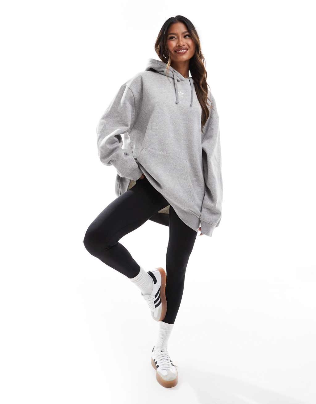 adidas Originals essential oversized hoodie in gray Product Image