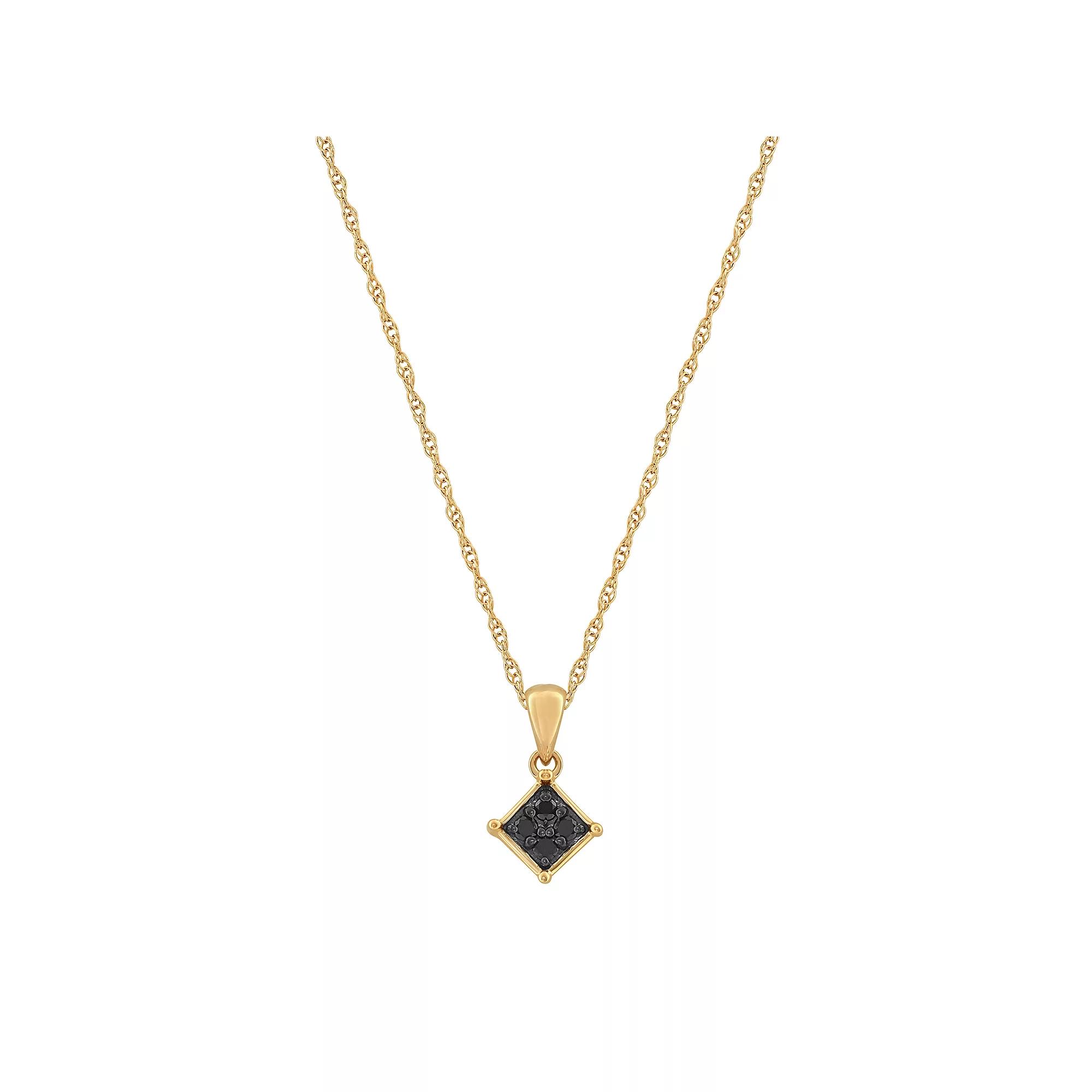 Celebration Gems 10k Gold 1/10 Carat T.W. Black Diamond Square Cluster Pendant, Women's, Size: 18", White Product Image
