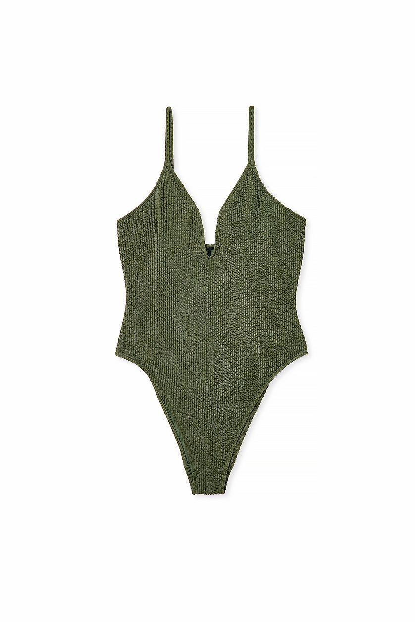 Smocked V-Neck Swimsuit Product Image