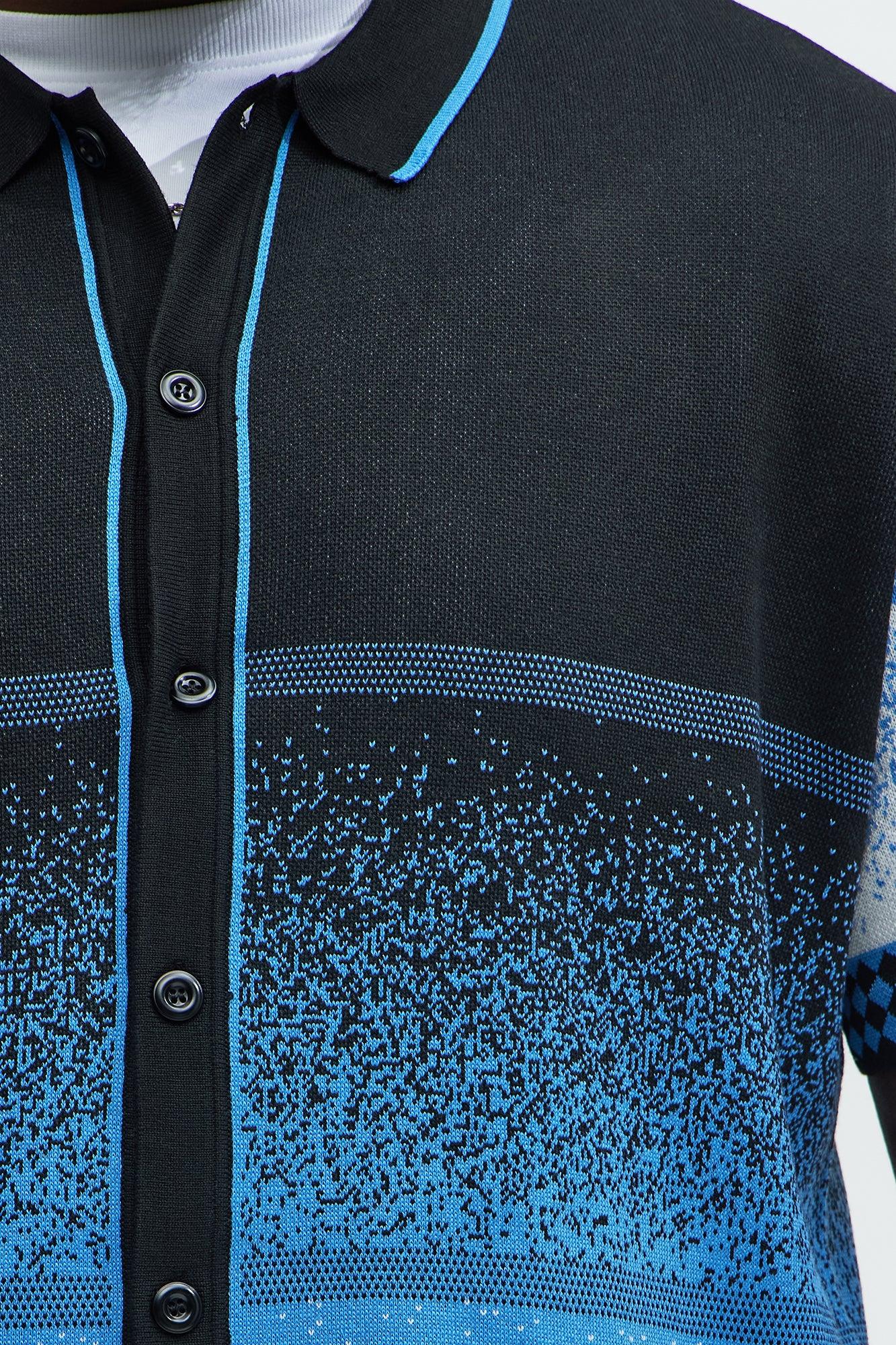 Day To Night Gradient Short Sleeve Knitted Shirt - Multi Color Product Image