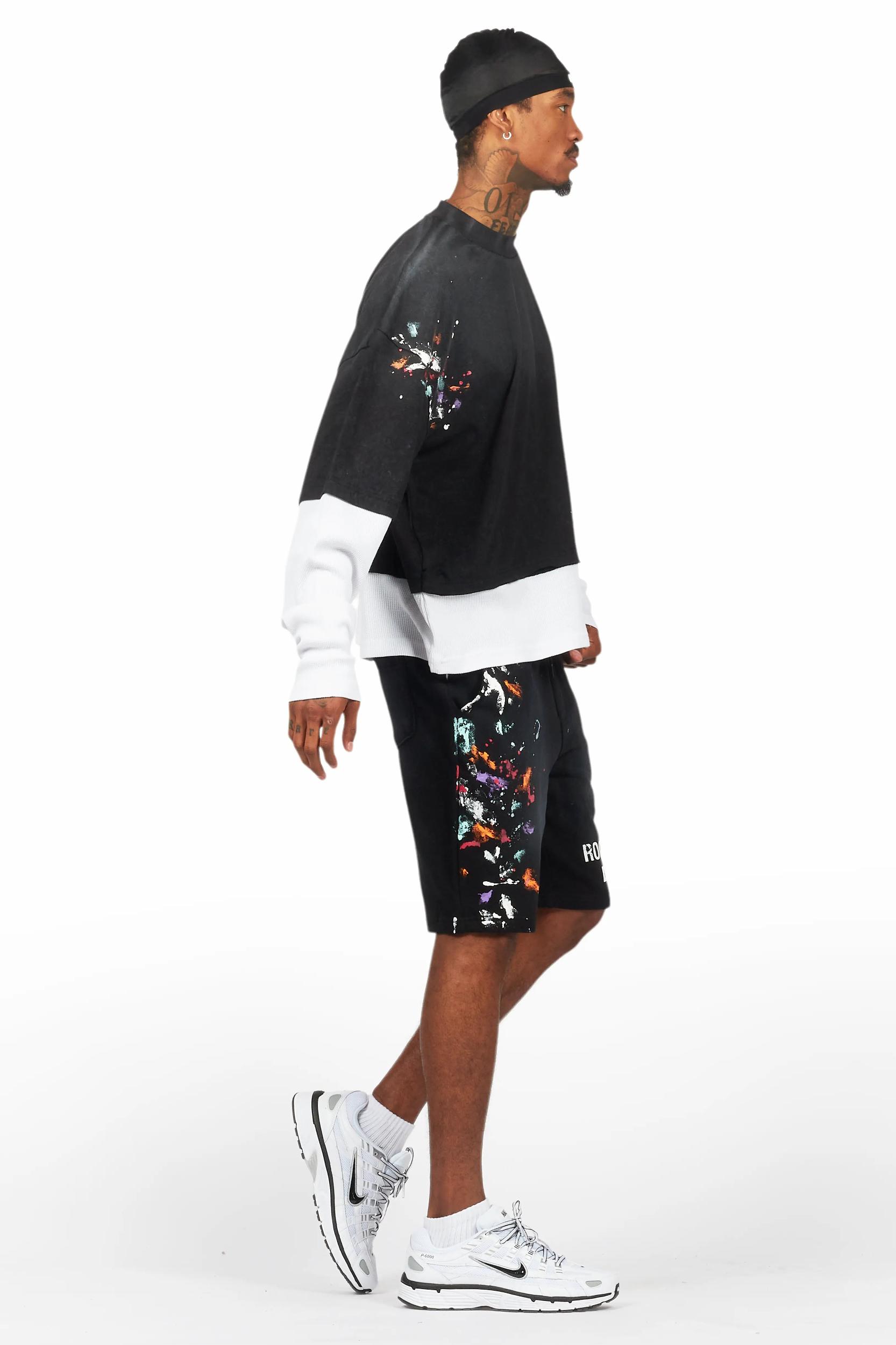 Makala Black Double Layer Short Set Female Product Image