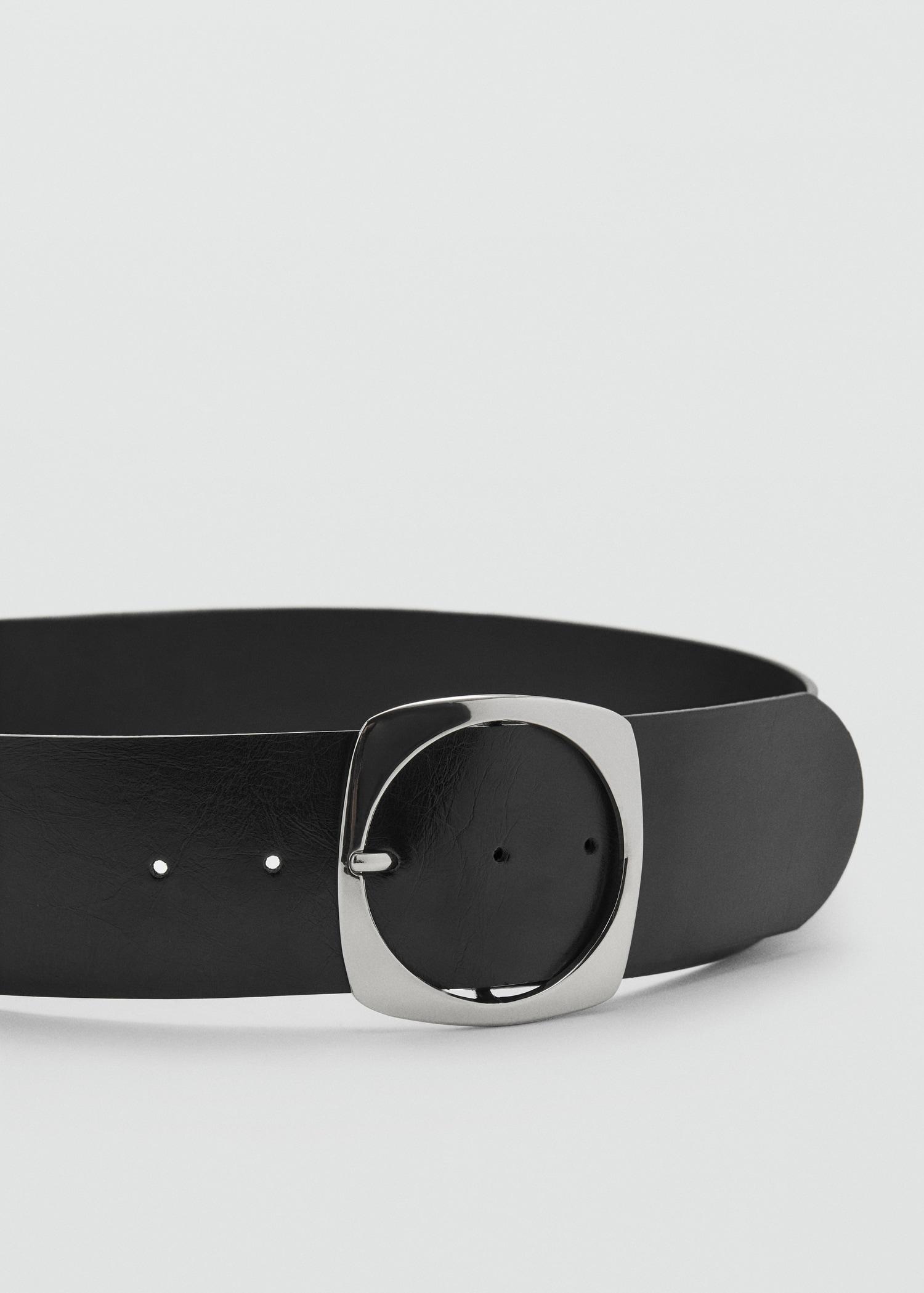 Leather belt with oval buckle - Women | MANGO USA Product Image