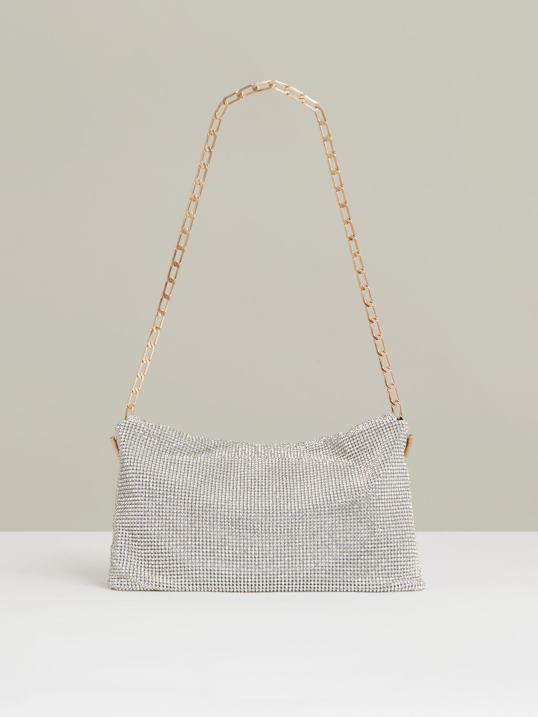 Embellished Chainmail Shoulder Bag in Silver Product Image