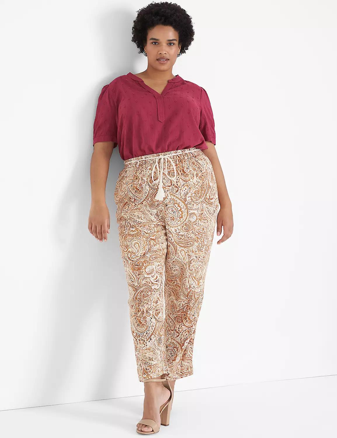 Split-Neck Jacquard Popover Blouse Product Image