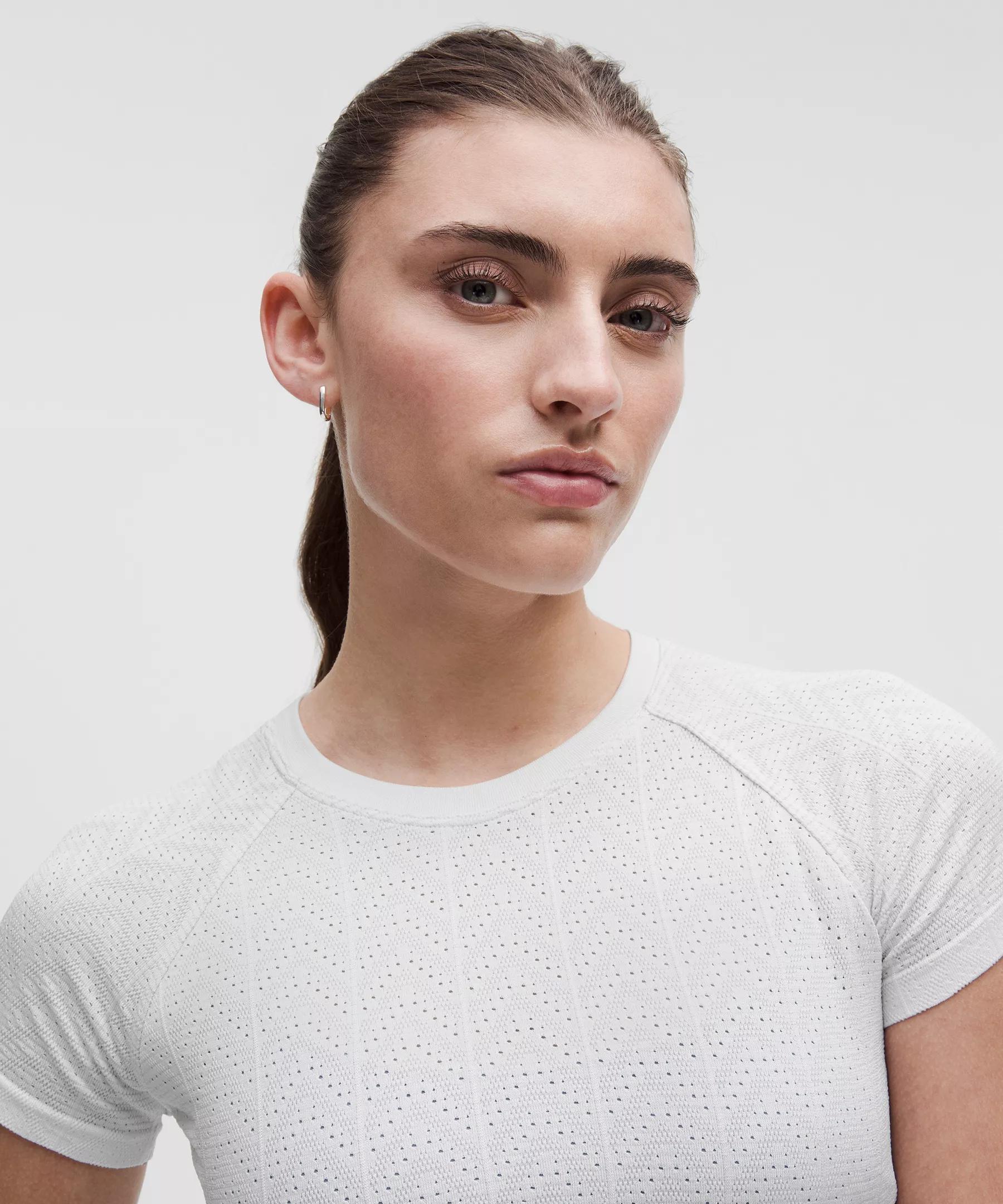 Swiftly Pointelle Cropped Short-Sleeve Shirt Product Image