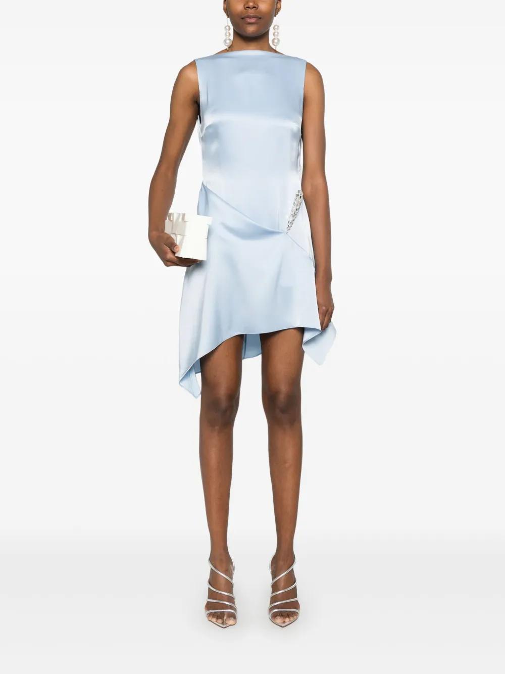 crystal-claw detailed asymmetric mini dress Product Image