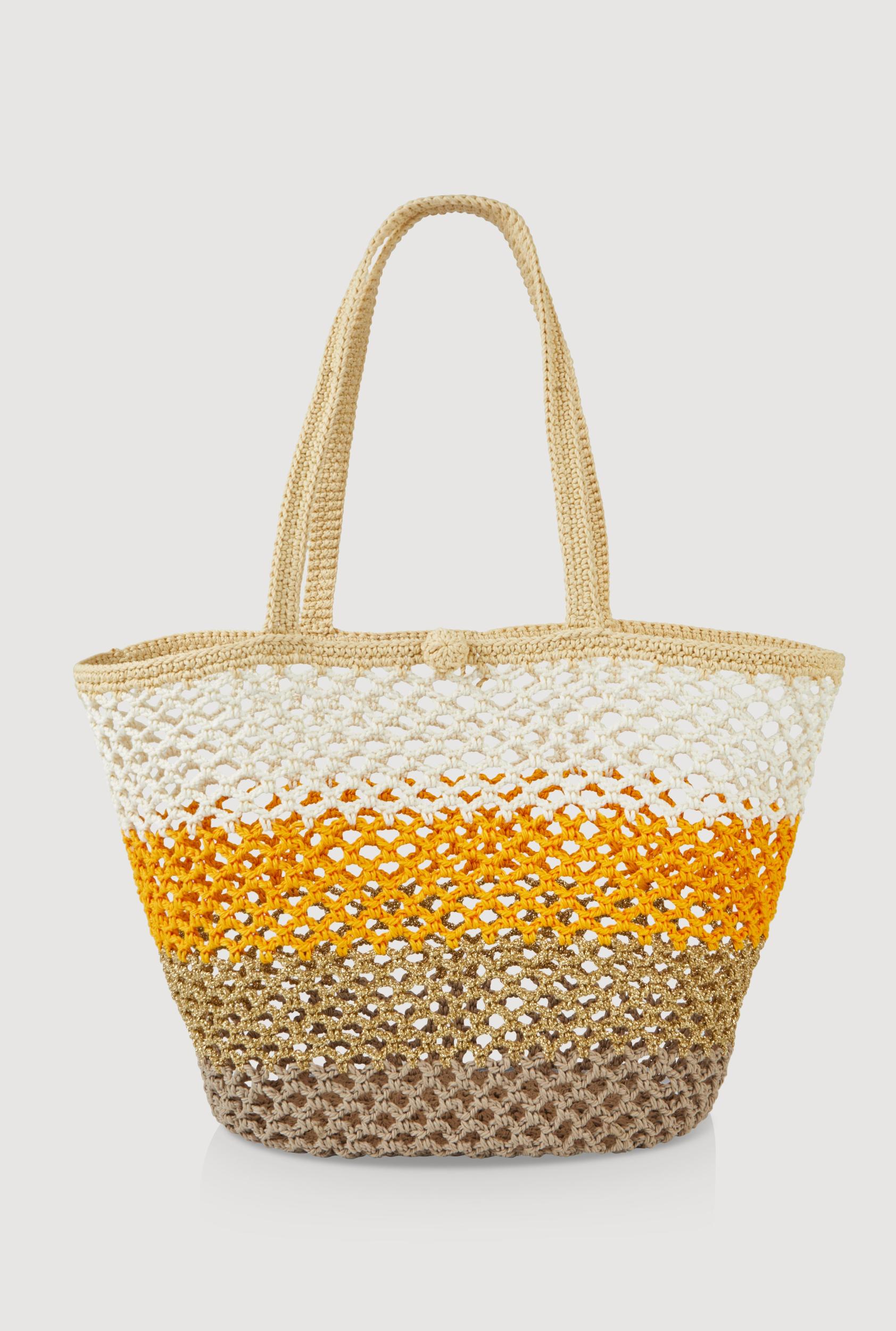 Crochet Color Block Lurex Tote Bag Unisex Product Image