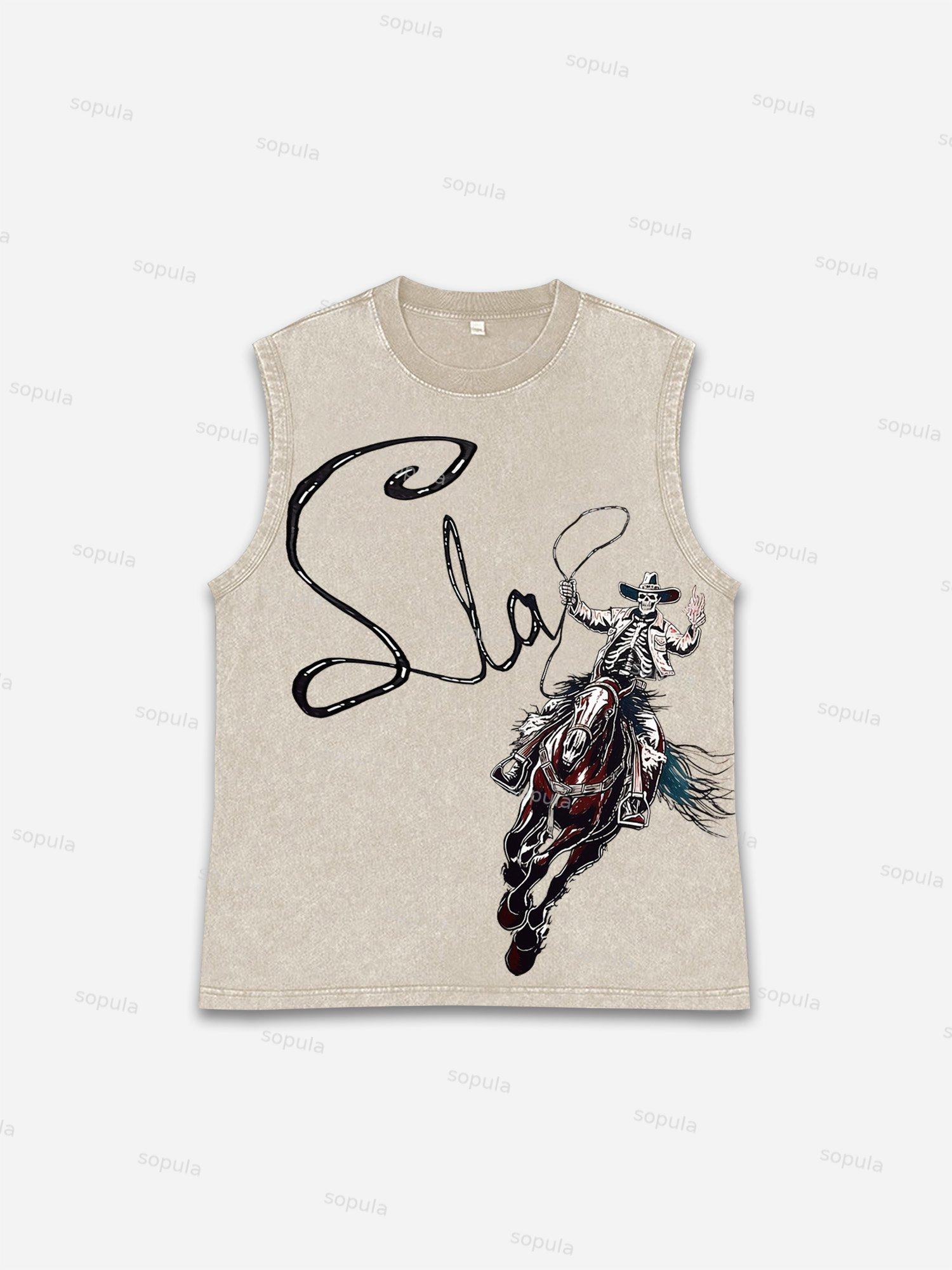 Skeleton Cowboy Wash Tank Top Product Image