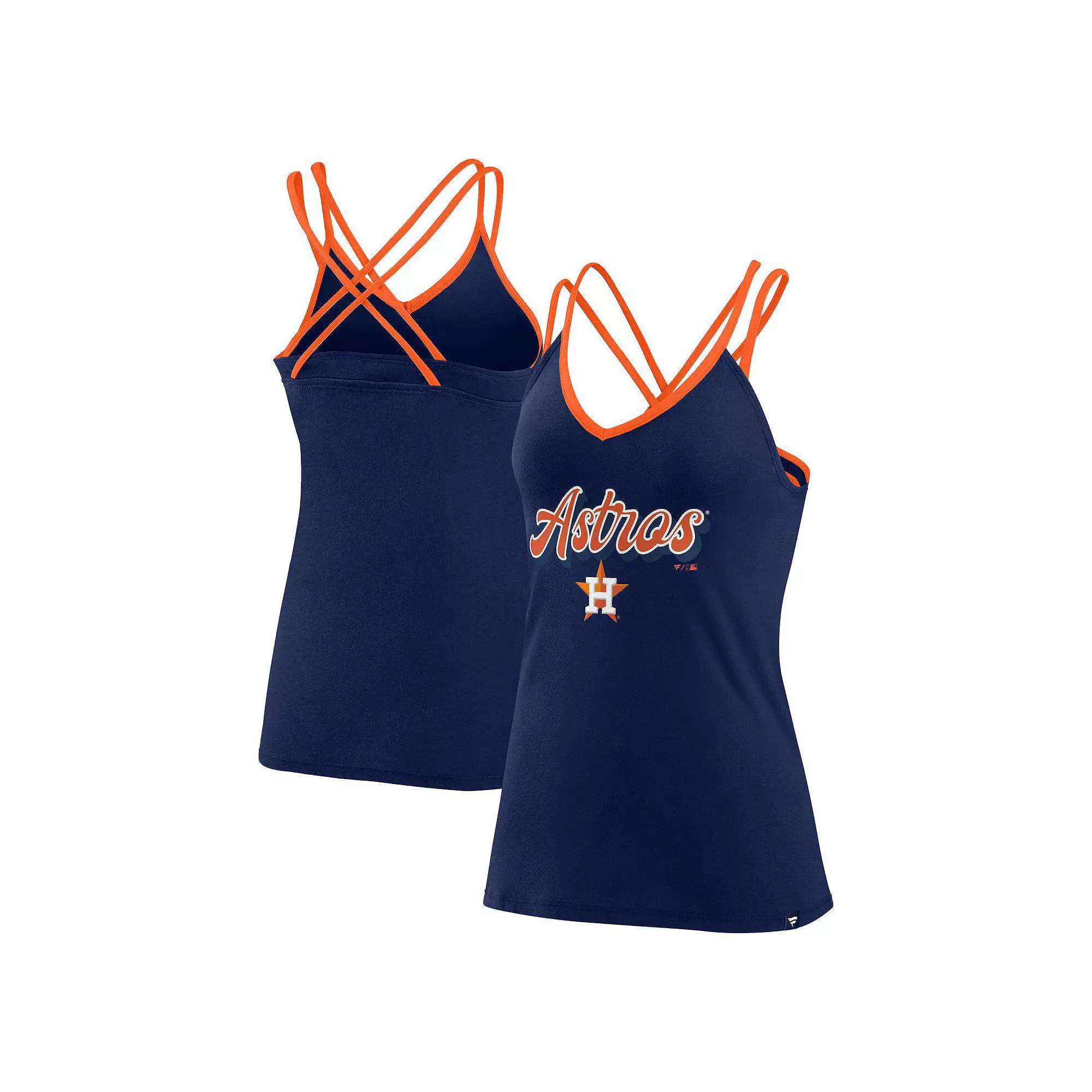 Women's Fanatics Branded Navy Houston Astros Go For It Strappy V-Neck Tank Top,  Product Image