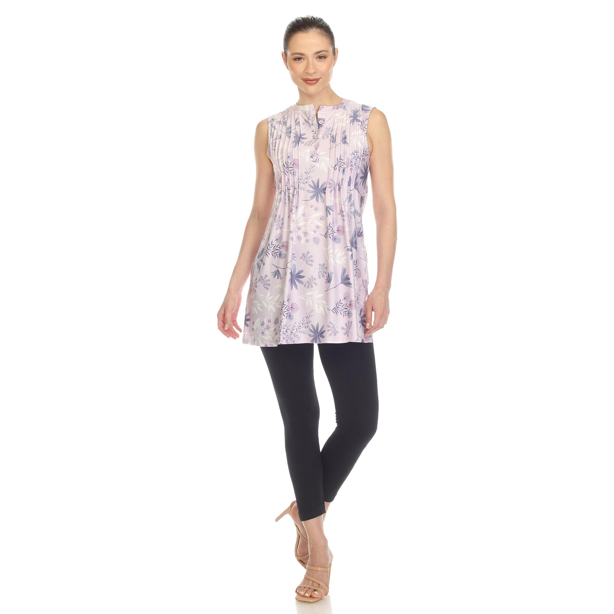 Lavender Floral Sleeveless Tunic Top Product Image