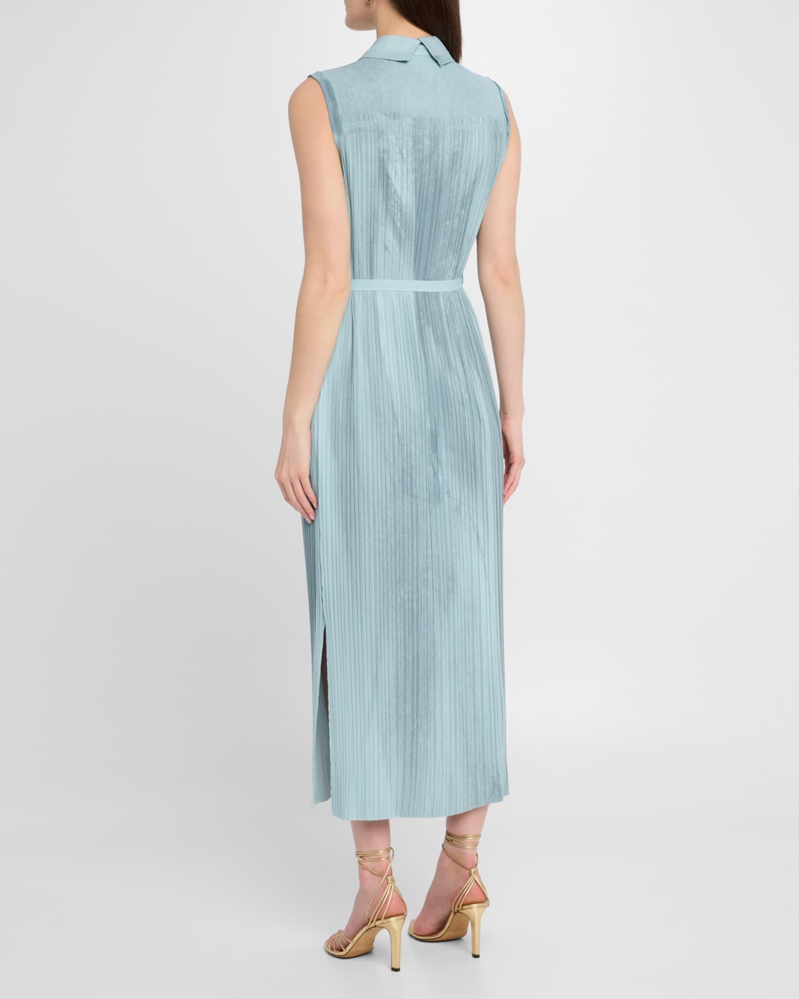 Pleated Georgette Sleeveless Shirtdress Product Image