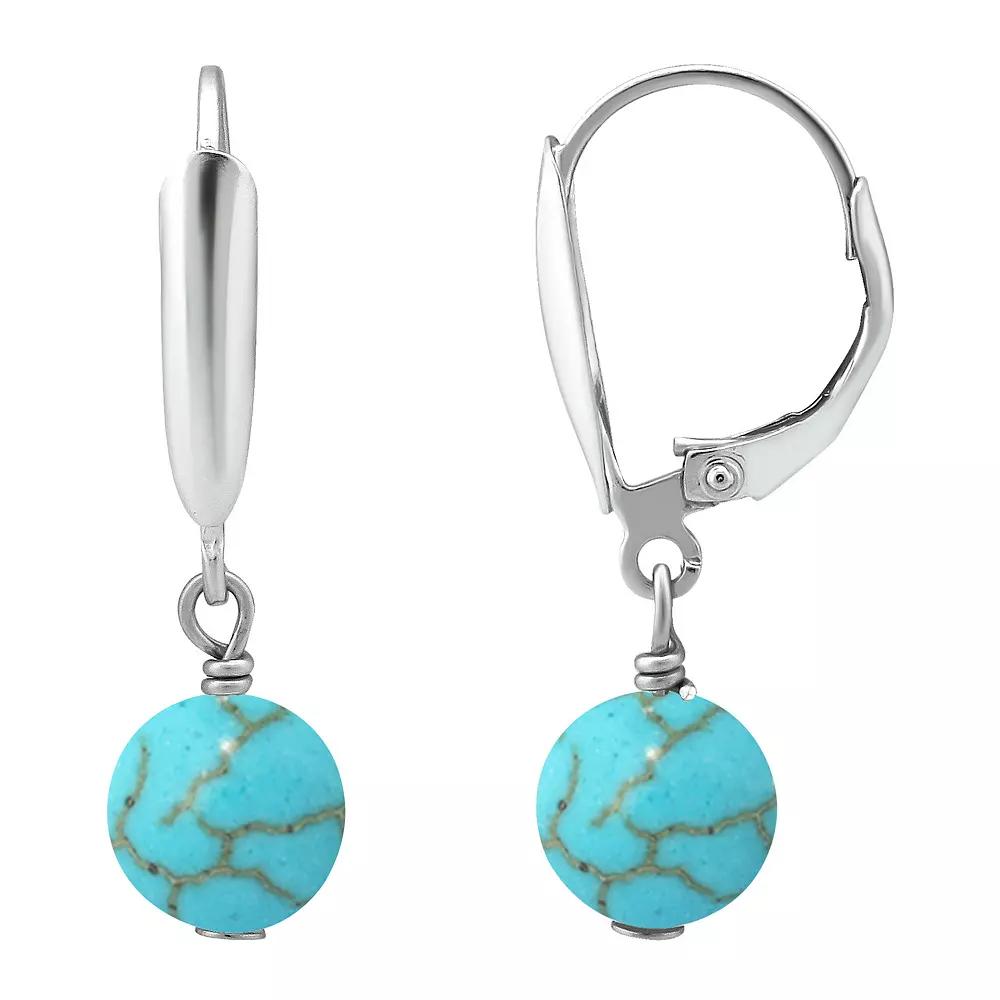 Aleure Precioso Gemstone Bead Leverback Earrings, Women's, Howlite Chryscolla Product Image