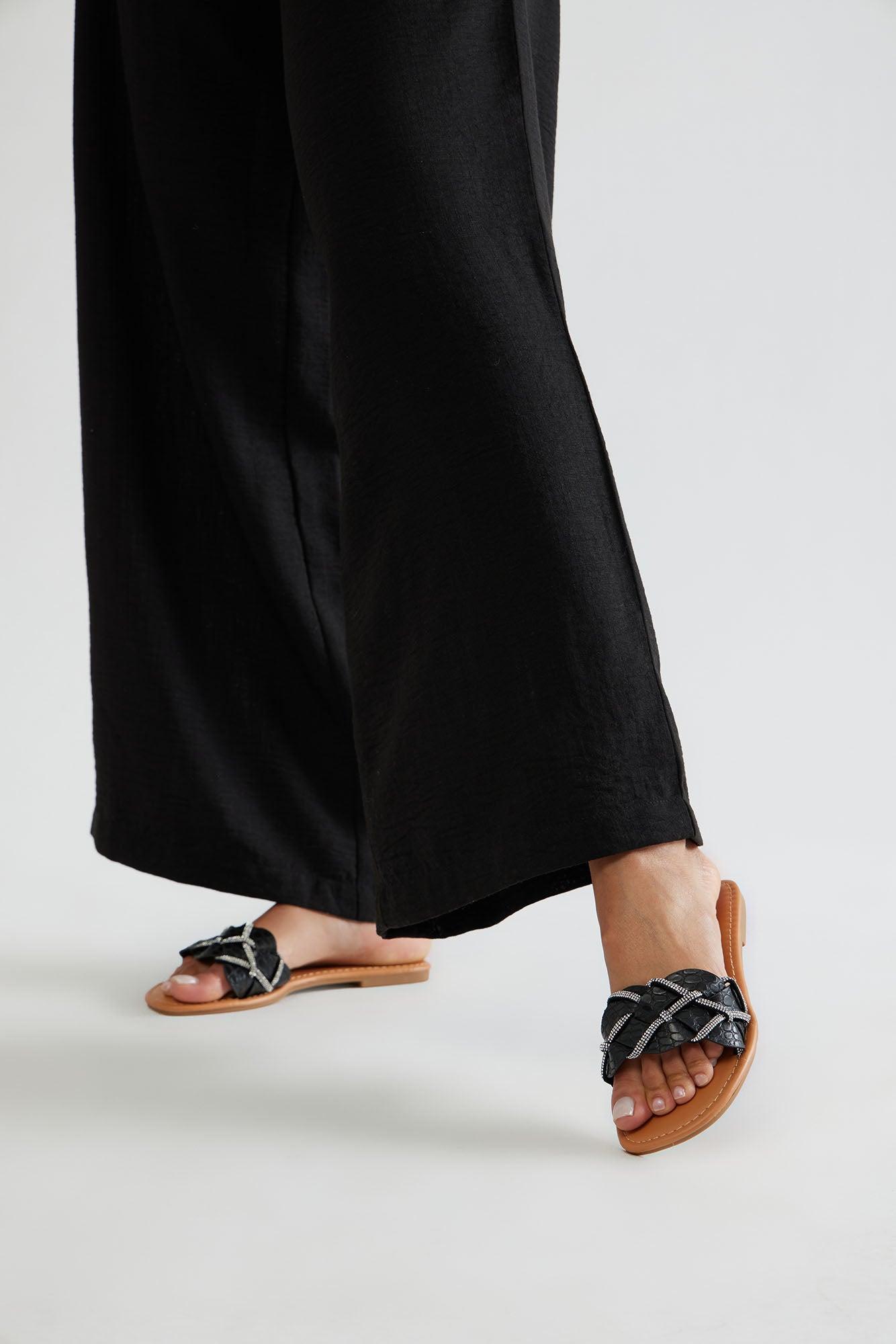 Charlette Braided Slip On Sandals - Black Product Image