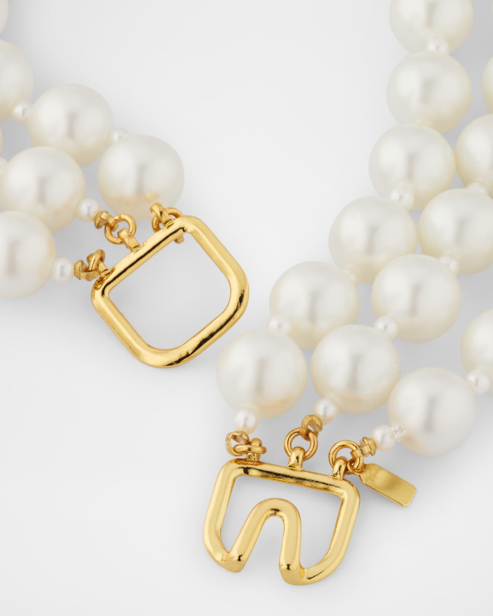 Womens Goldtone & Faux Pearls Triple-Layered Necklace Product Image