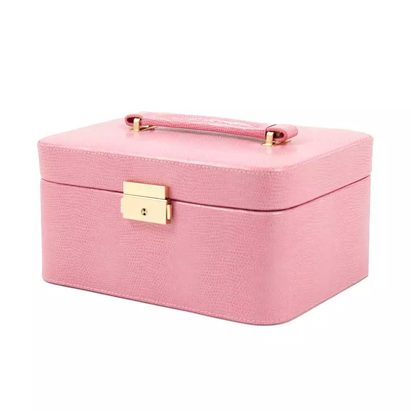 Bey-Berk Lizard Leather Jewelry Box, Valet & Travel Case Set, Women's, Pink Product Image