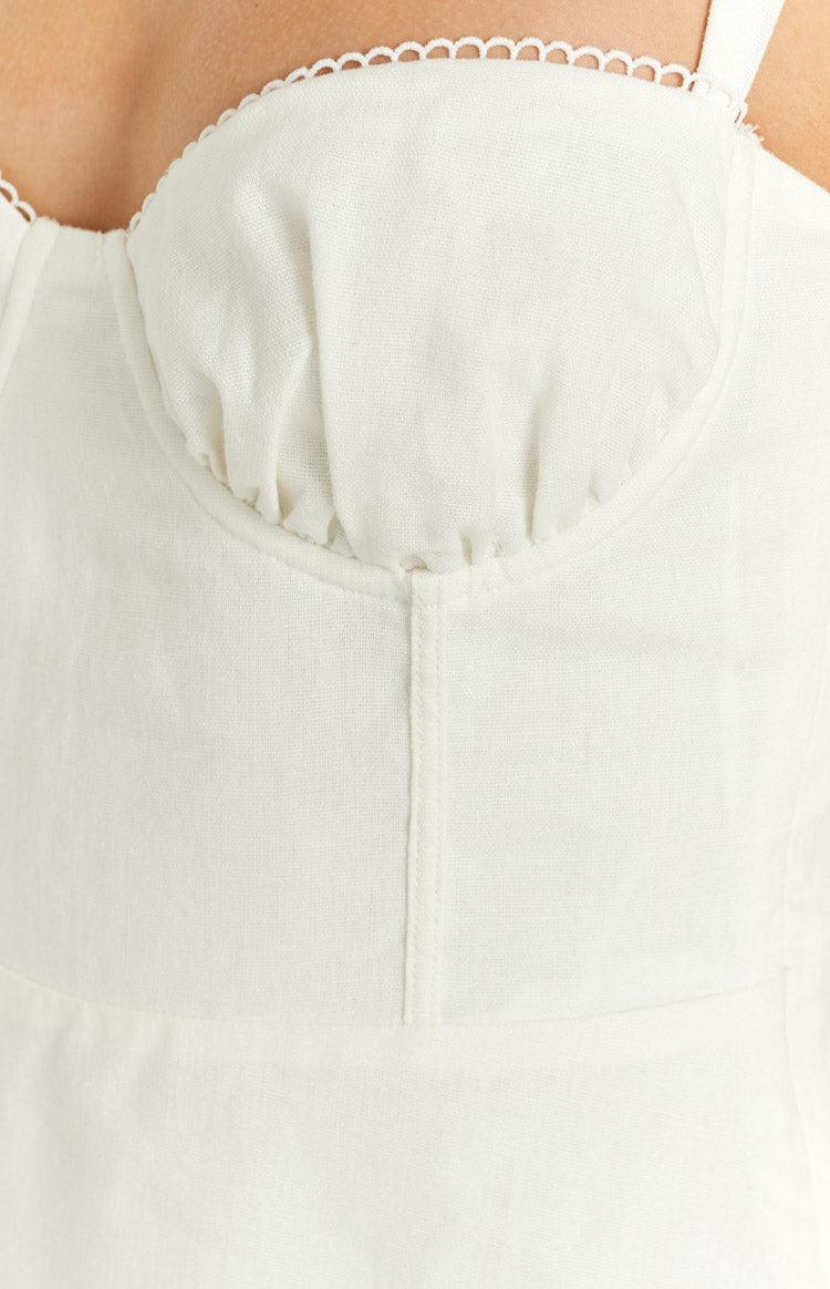 Sabrina White Linen Blend Mini Dress Product Image