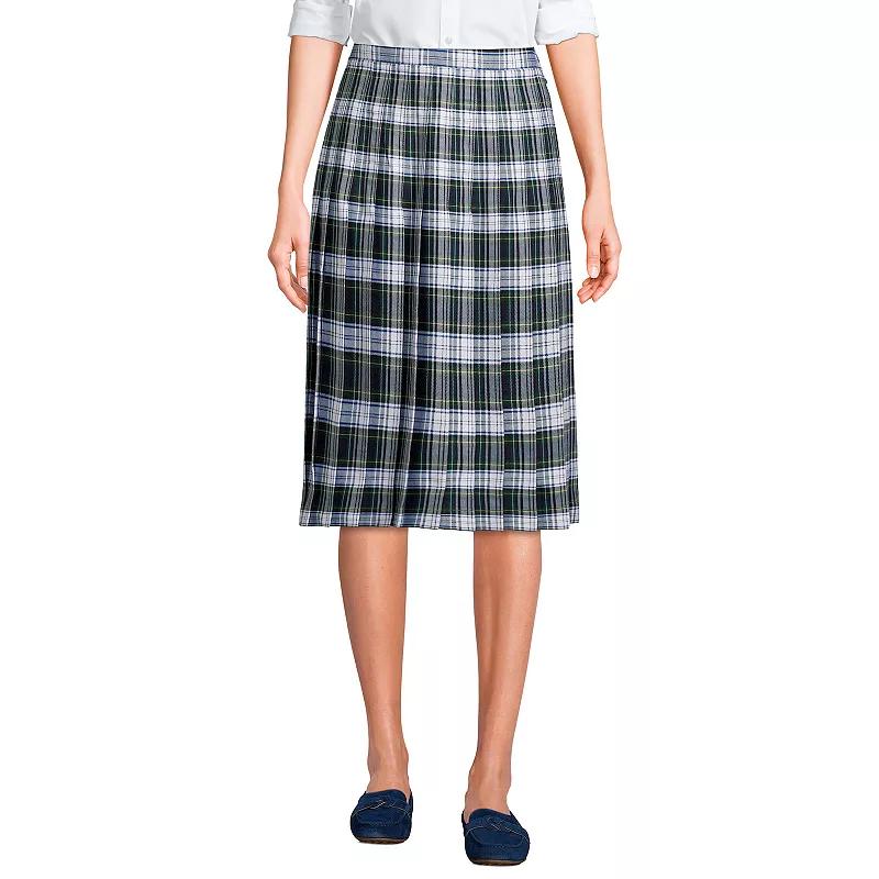 Women's Lands' End School Uniform Plaid Pleated Midi Skirt, Size: 12, Clear Blue Plaid Product Image