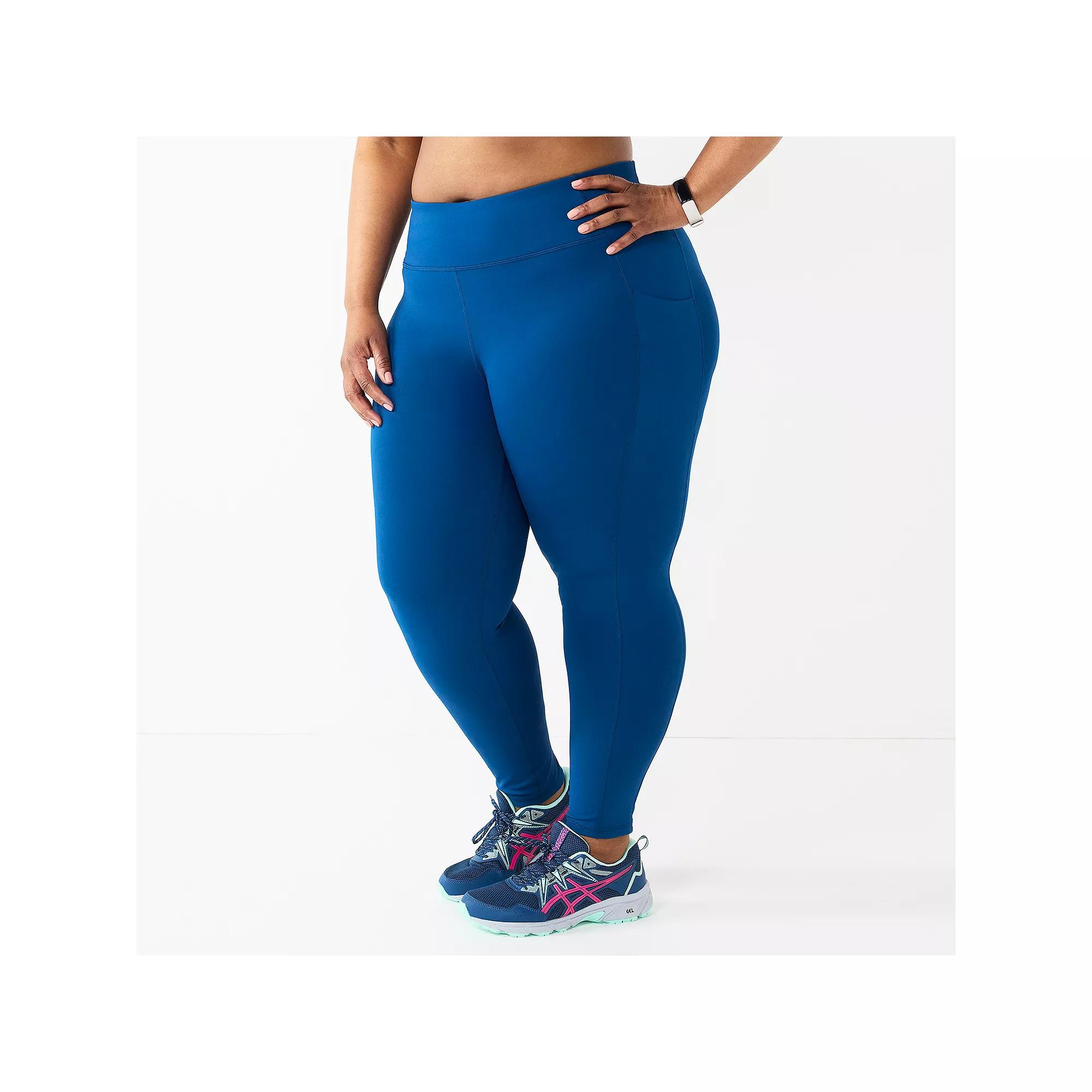 Plus Size Tek Gear® Ultrastretch High-Waisted Side Pocket 7/8 Leggings, Women's, Size: 3XL, Blue Crayon Product Image