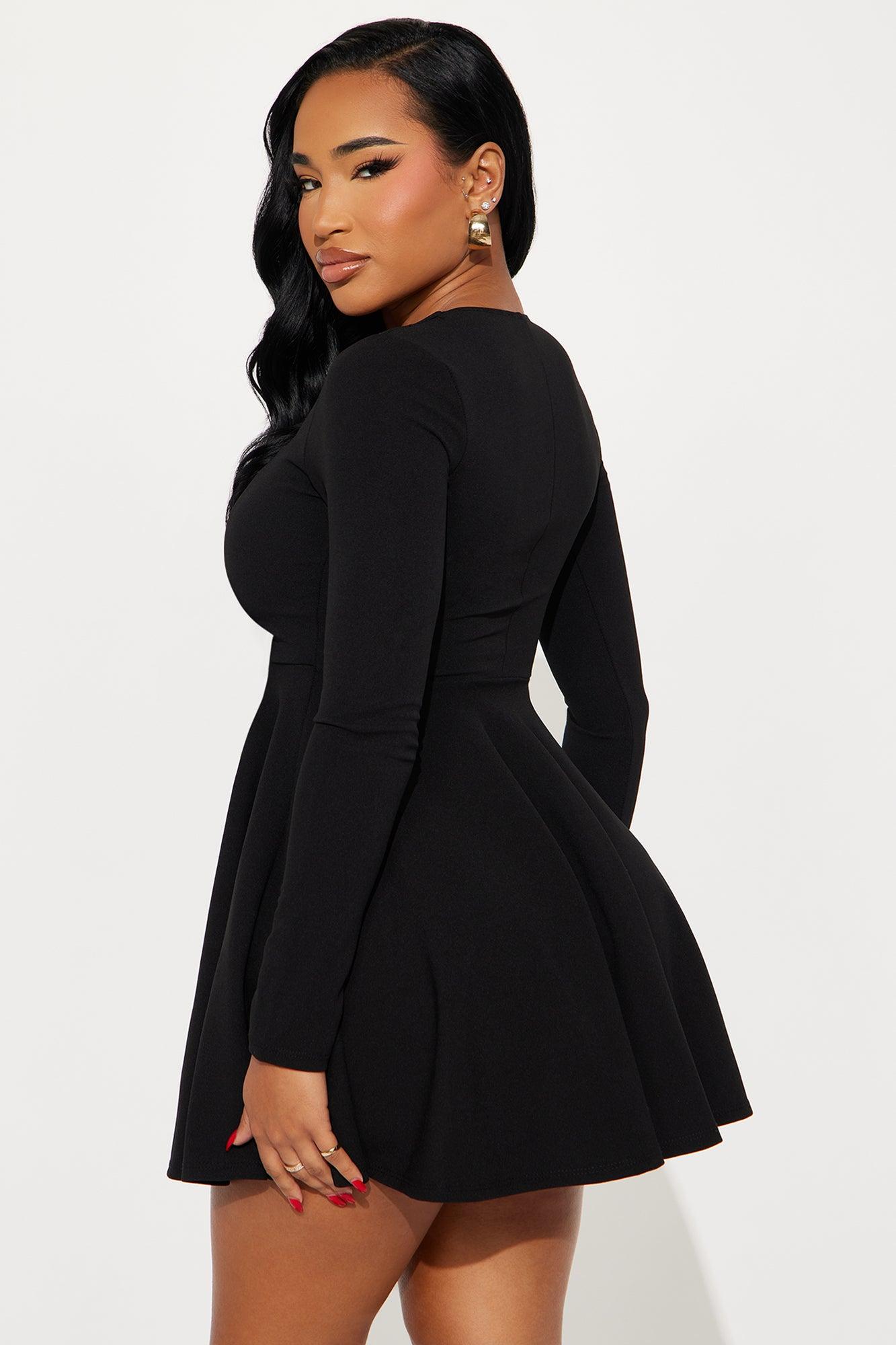 Alena Long Sleeve Mini Dress - Black Female Product Image