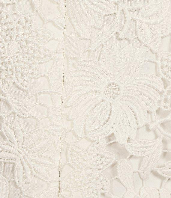 Trina Turk Lovelee 3D Floral Lace V-Neck Sleeveless Scallop Hem Sheath Mini Dress Product Image