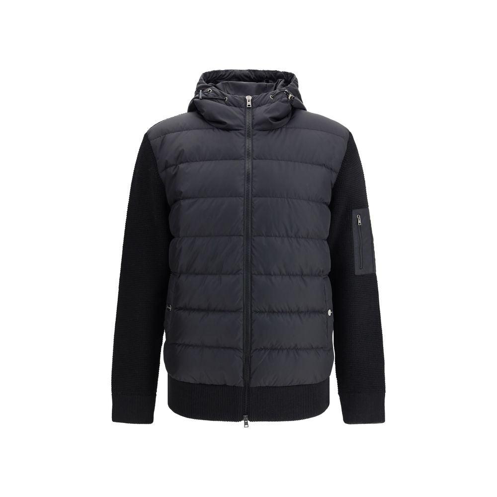 HERNO Padded Bomber Jacket With Wool Sleeves Clothing In Black Product Image