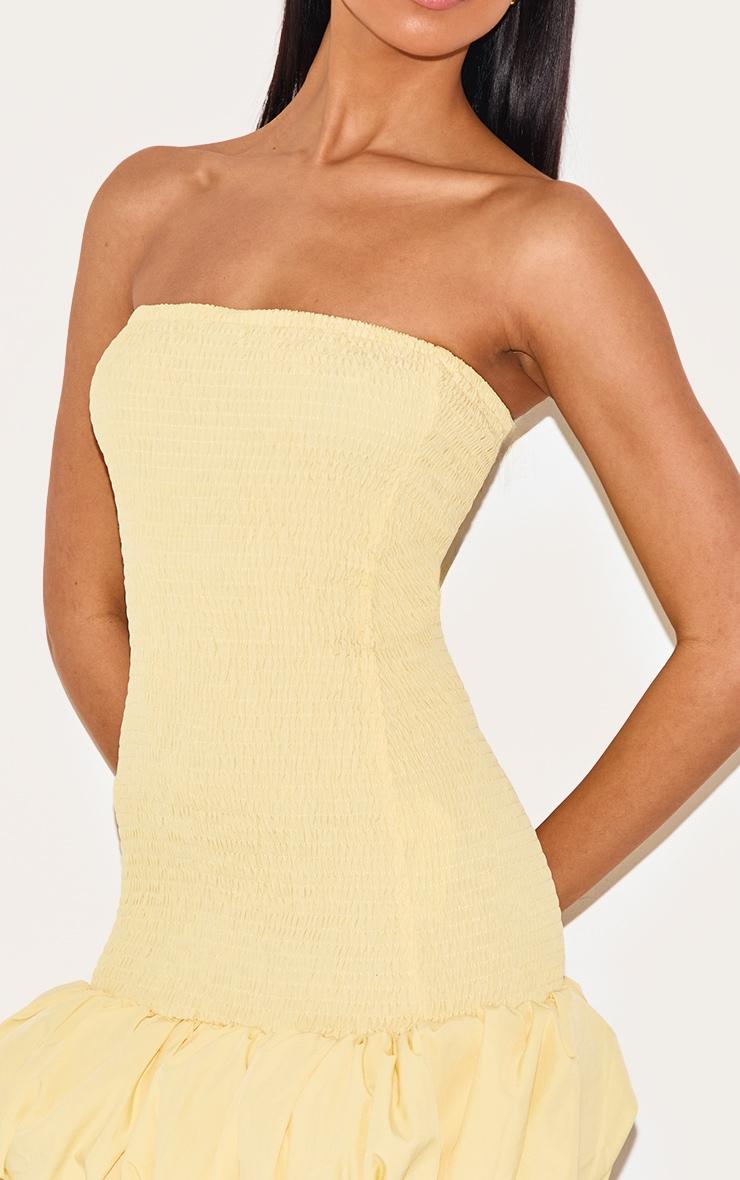 Lemon Shirred Bandeau Bodycon Dress Product Image