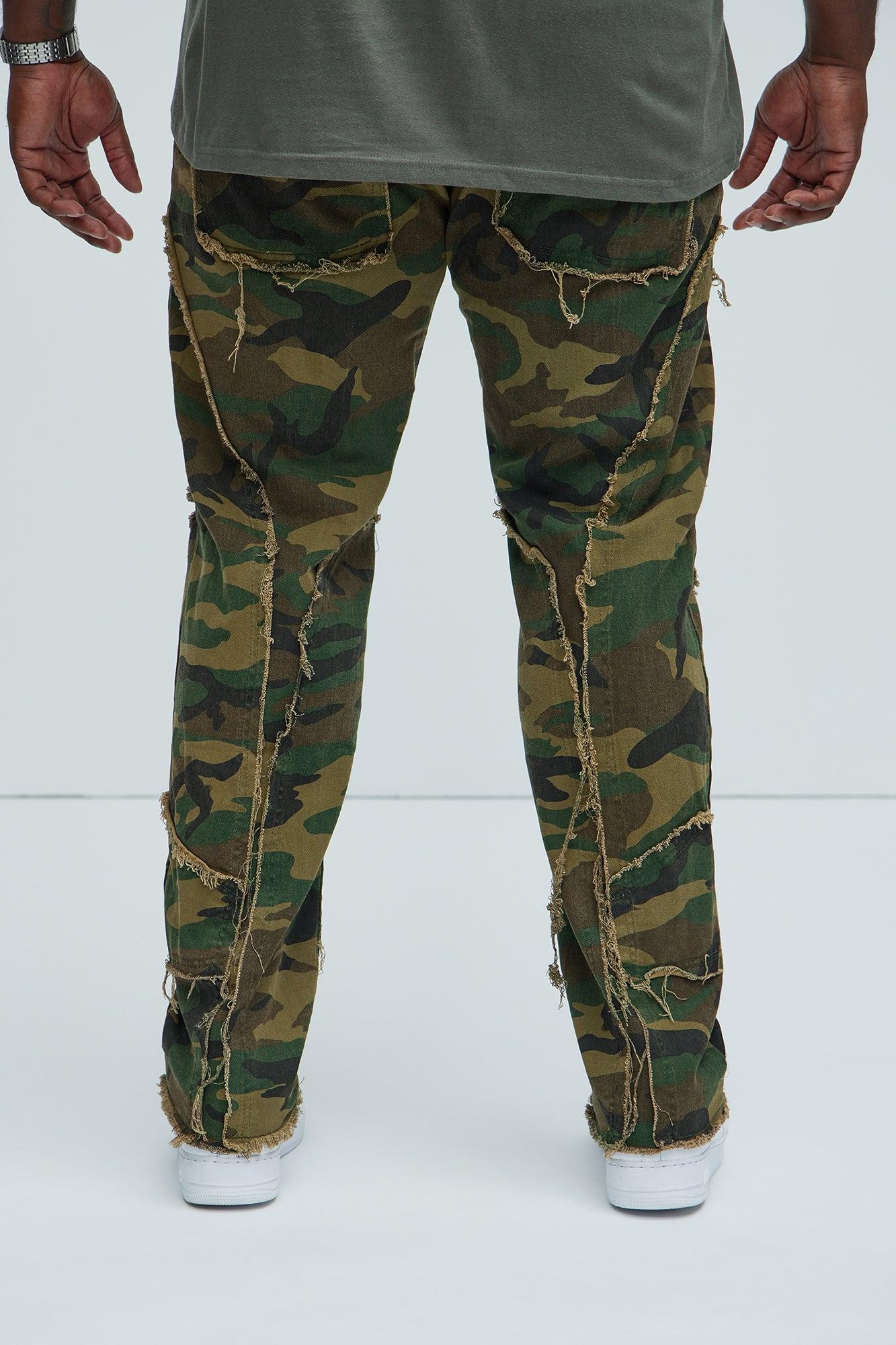 Speak Up Frayed Straight Pants - Camouflage Product Image