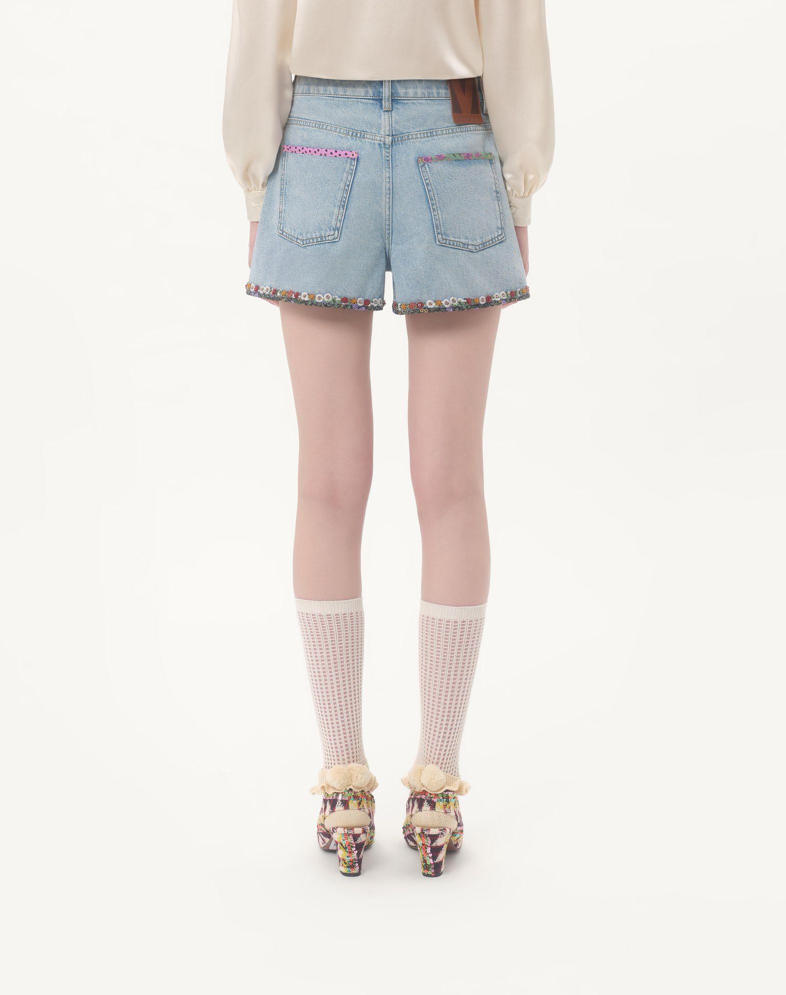 Embroidered Denim Shorts Product Image