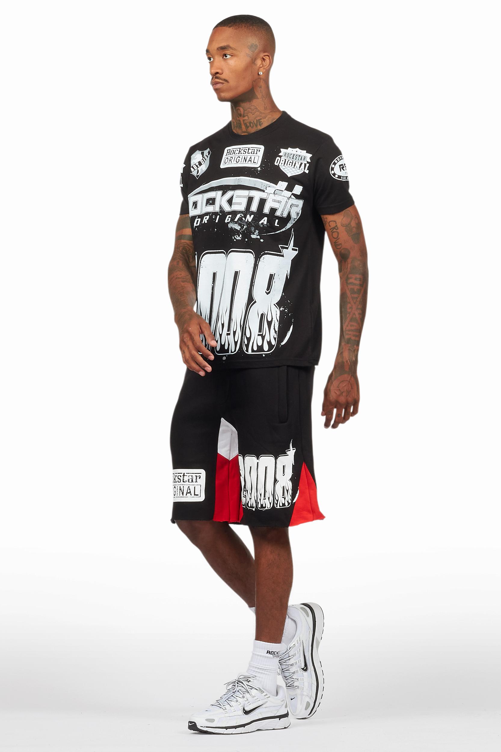 Amos Black Relaxed T-Shirt/Short Set Male Product Image