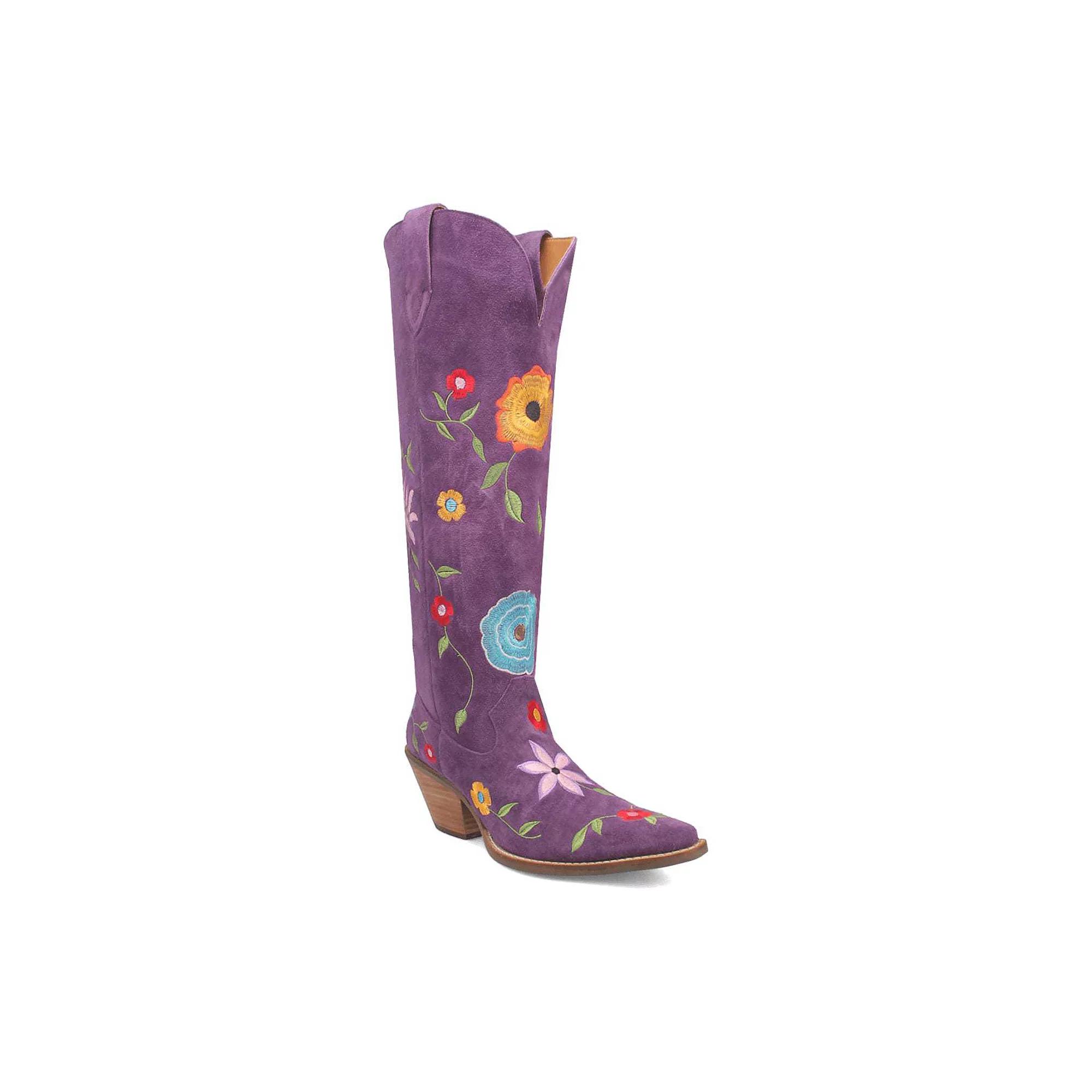 Dingo Flower Power Women's Suede Boots, Size: 10, Purple Product Image