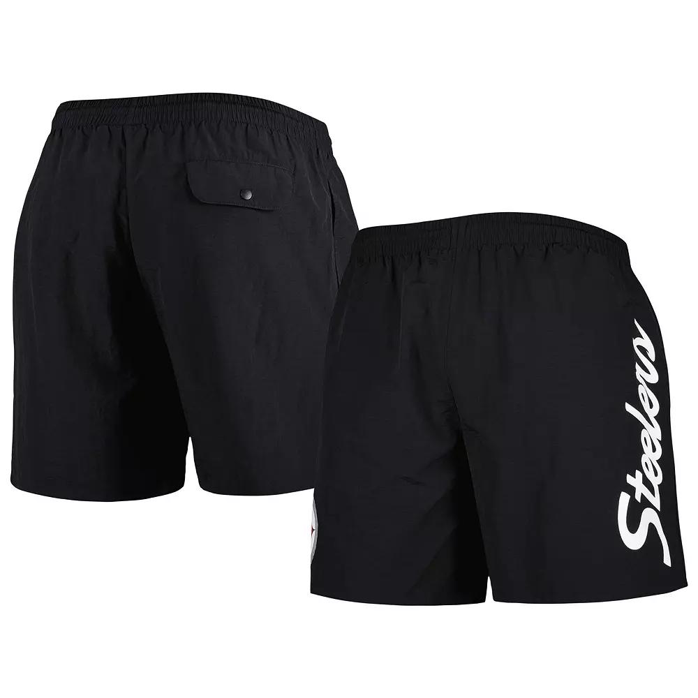 Men's Mitchell & Ness Black Pittsburgh Steelers Team Essentials Nylon Shorts,  Product Image