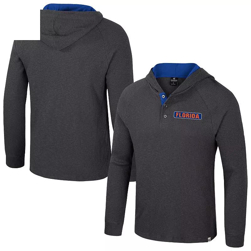 Men's Colosseum Charcoal Florida Gators Dujour Ralgan Long Sleeve Henley Hoodie T-Shirt,  Product Image