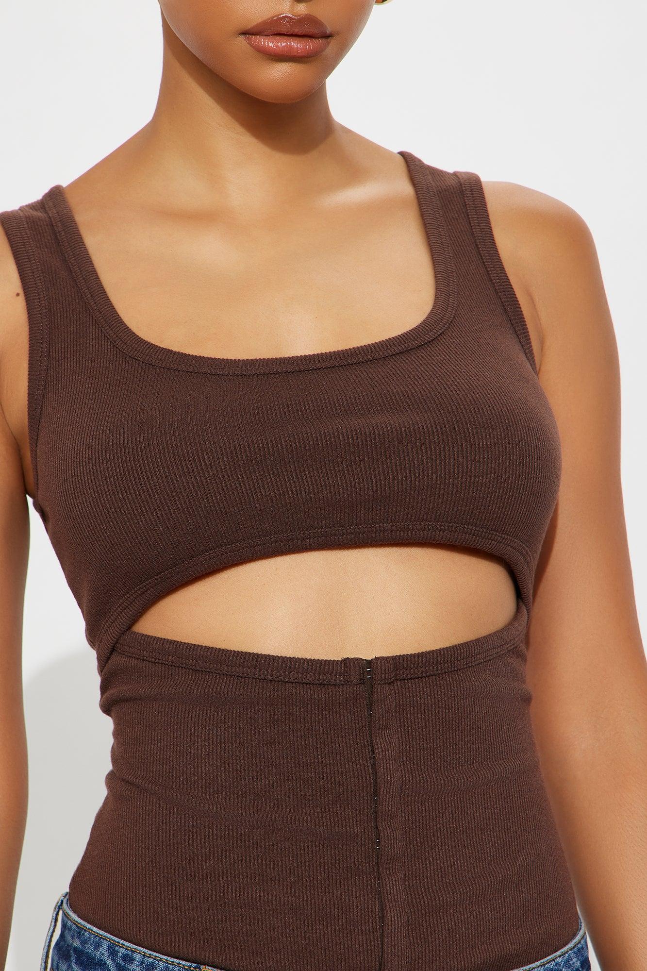 Liora Cut Out Ribbed Tank Top - Brown Female Product Image