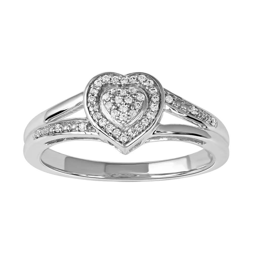 DeCouer Sterling Silver 1/10 Carat T.W. Diamond Heart Promise Ring, Women's, Size: 6, Gold Tone Product Image