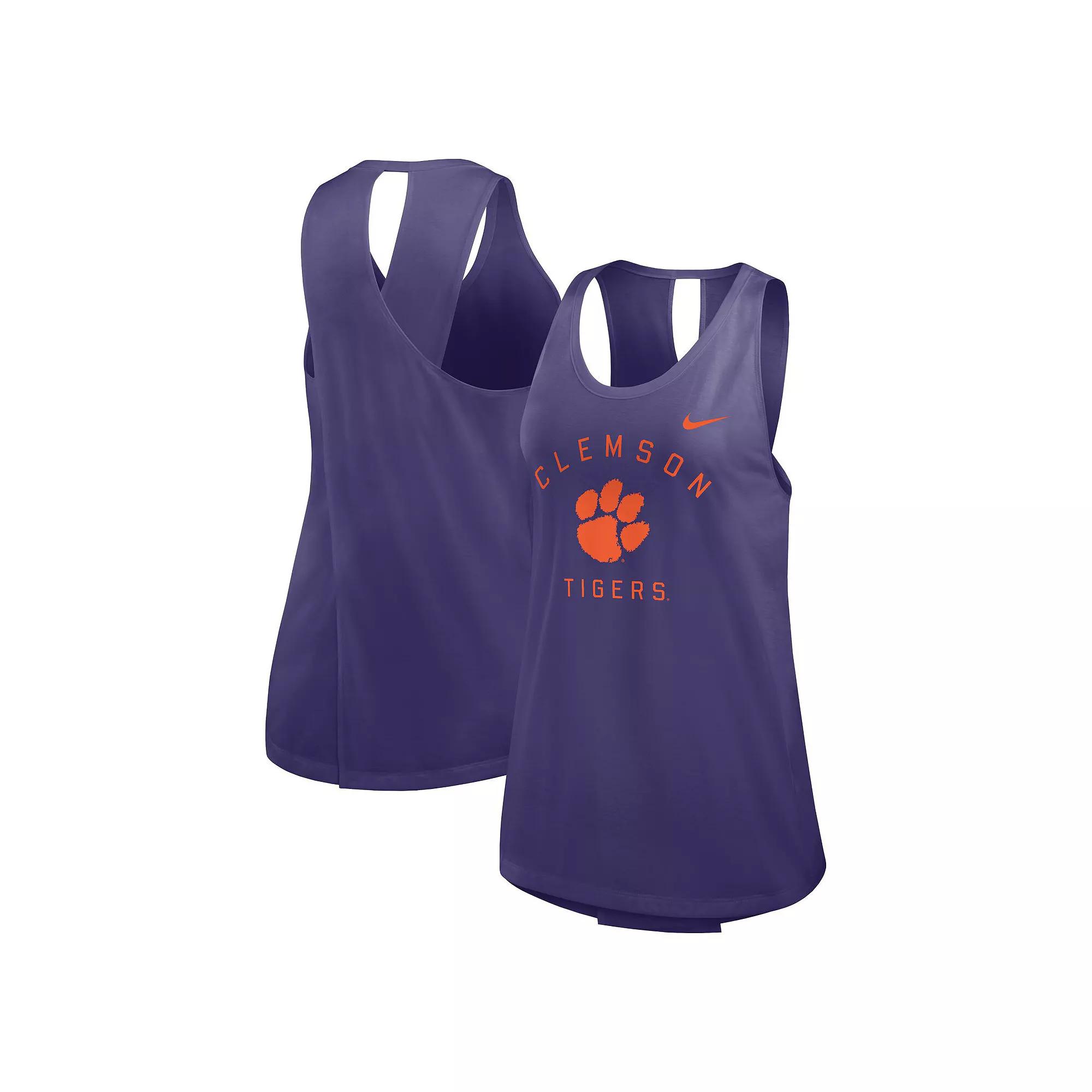 Women's Nike Purple Clemson Tigers Primetime Open Back Tank Top, Size: XL Product Image