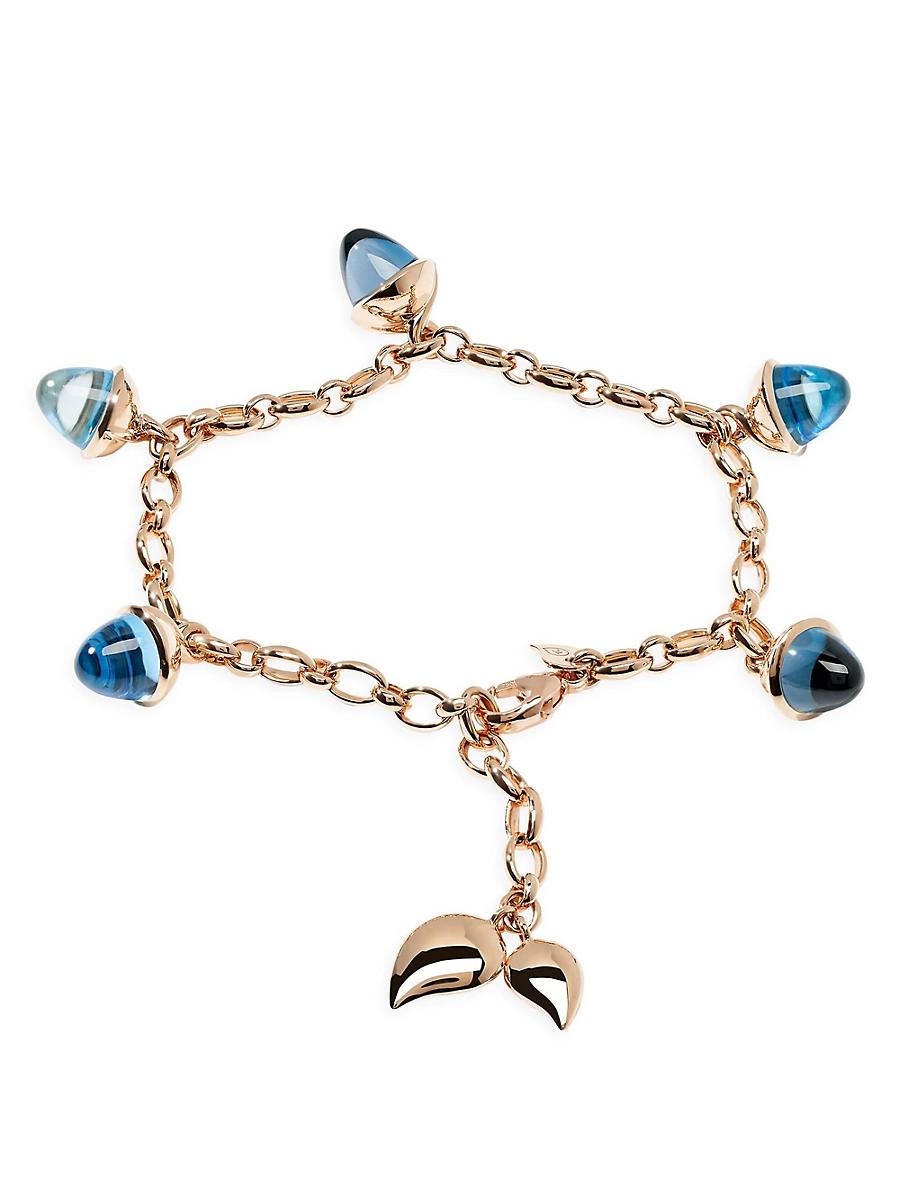 Womens Mikado Flamenco 18K Rose Gold & Blue Multi-Stone Acorn Charm Bracelet Product Image