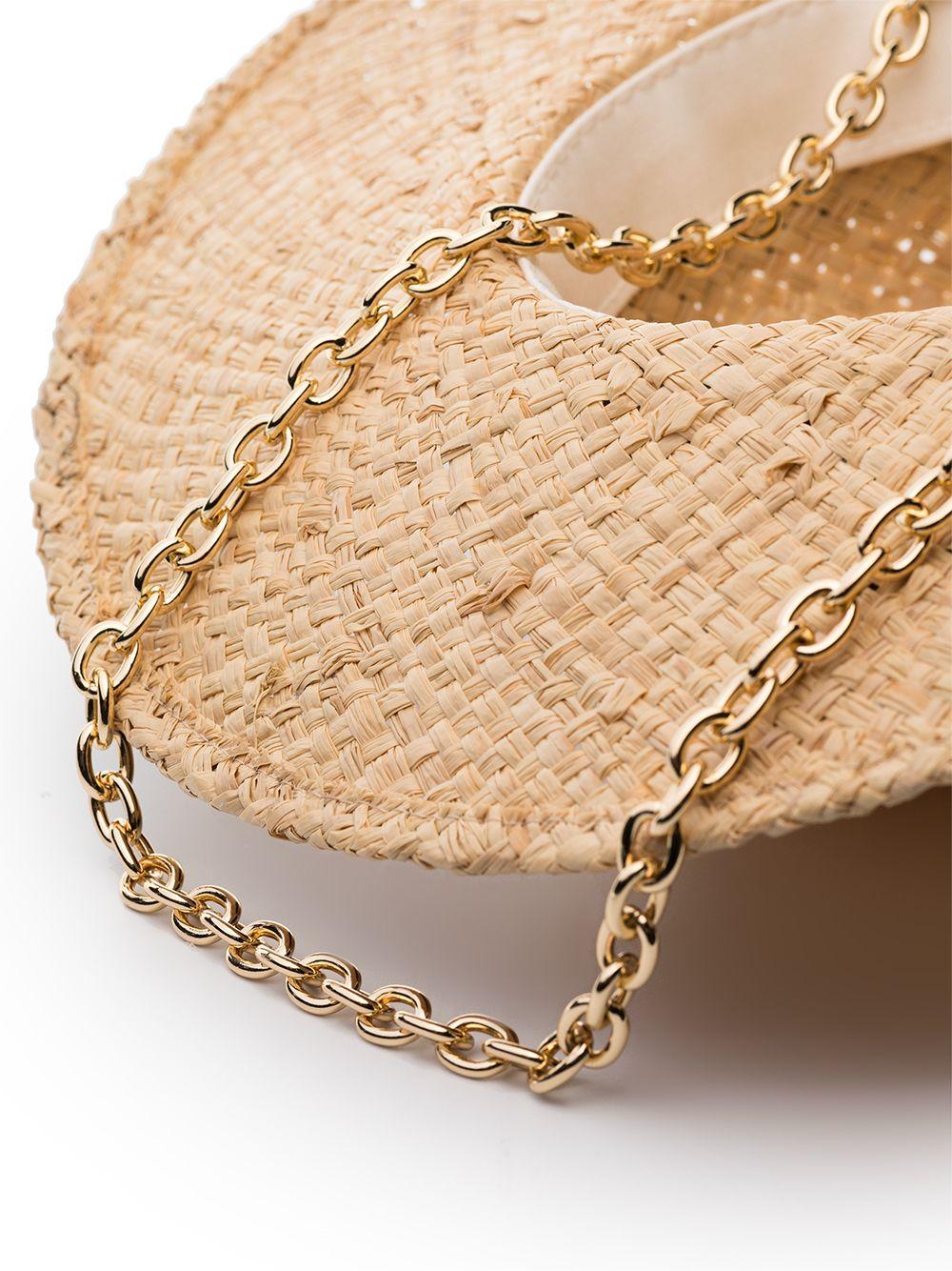chain-embellished Fedora straw hat Product Image