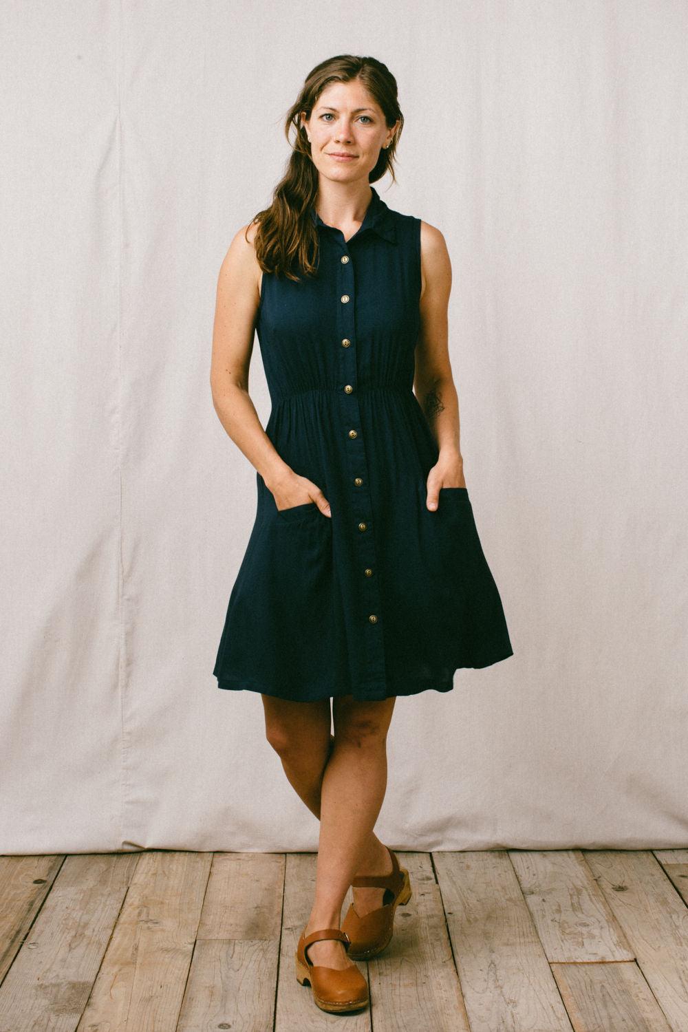 Mona Dress in Navy Challis Product Image