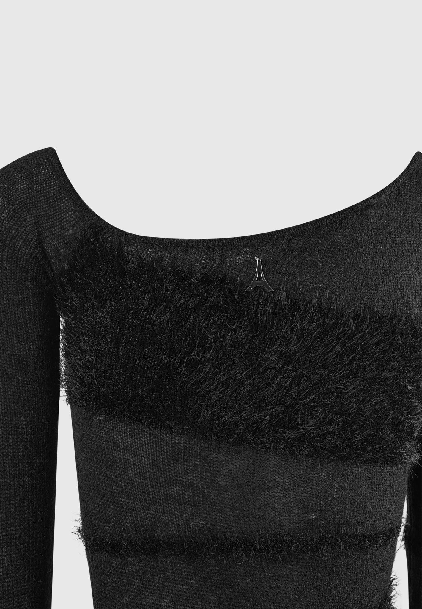 Off Shoulder Knitted Maxi Dress - Black Female Product Image