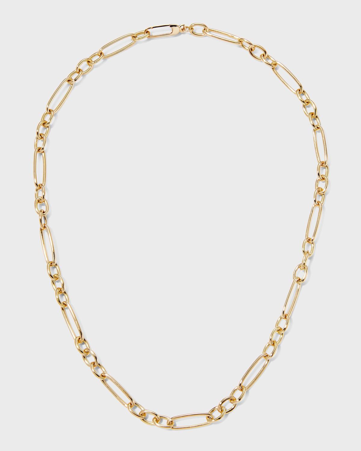 Womens 18K Yellow Gold Mixed Paper Clip Chain Necklace Product Image