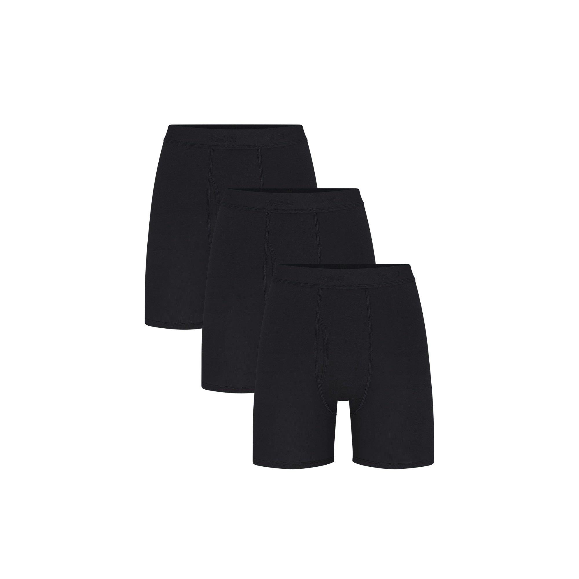 SKIMS BASICS MENS COTTON BOXER BRIEF 3-PACK | OBSIDIAN Product Image