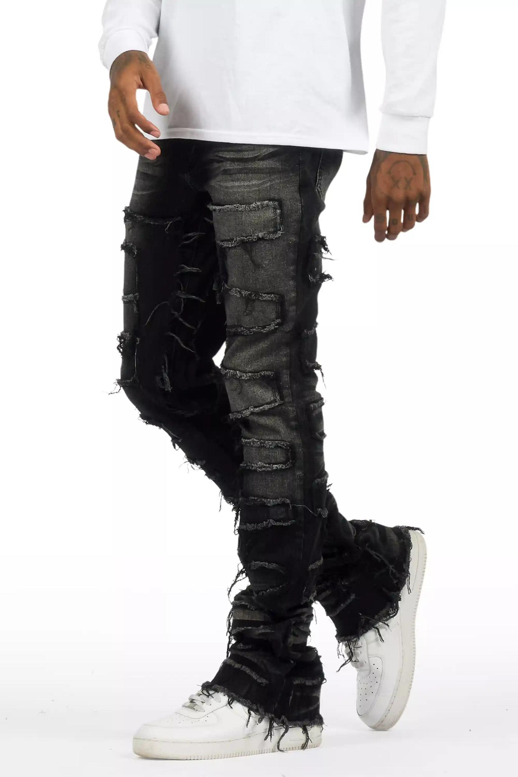 Shake Dark Grey Stacked Flare Jean Male Product Image