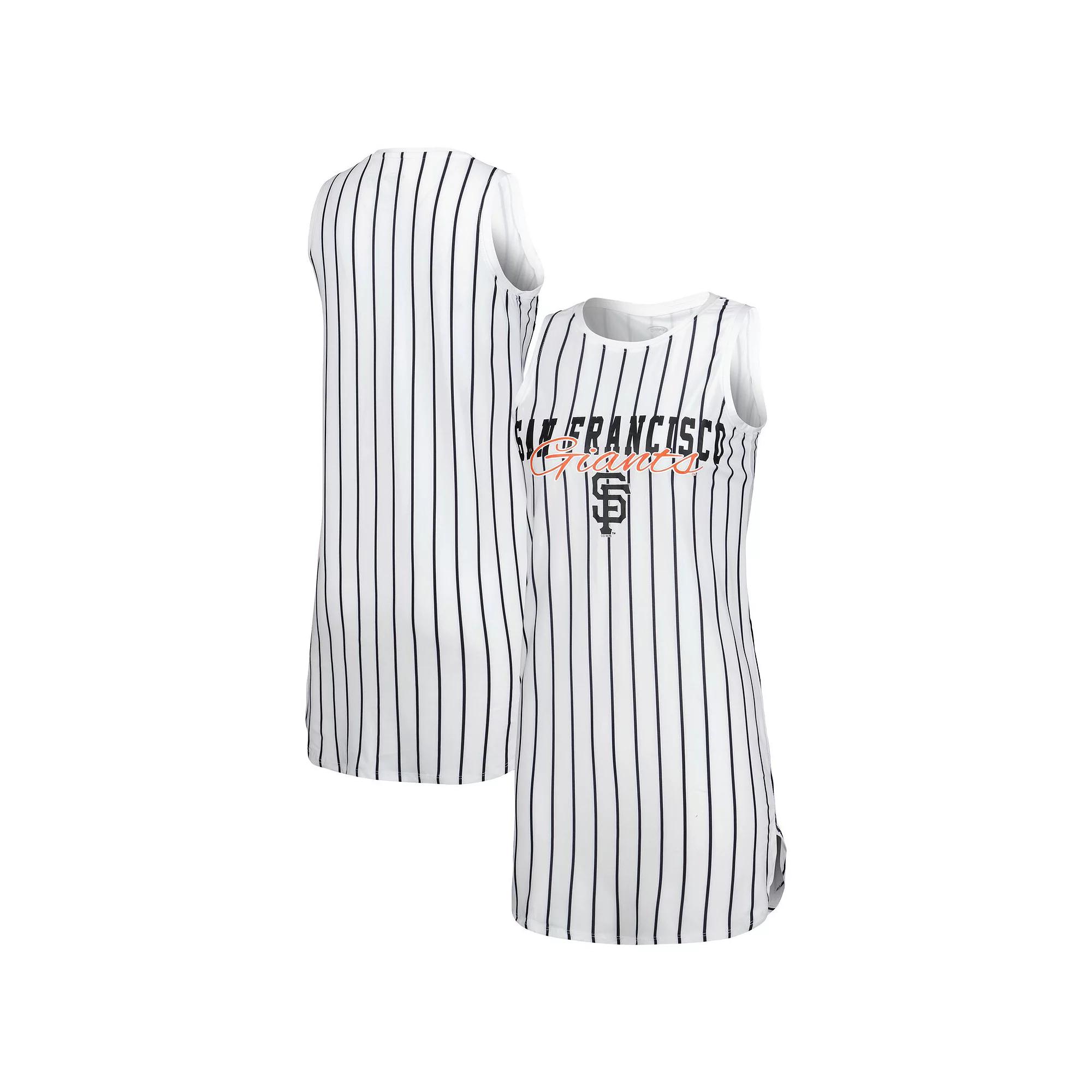 Women's Concepts Sport White San Francisco Giants Reel Pinstripe Knit Sleeveless Nightshirt, Size: 2XL Product Image