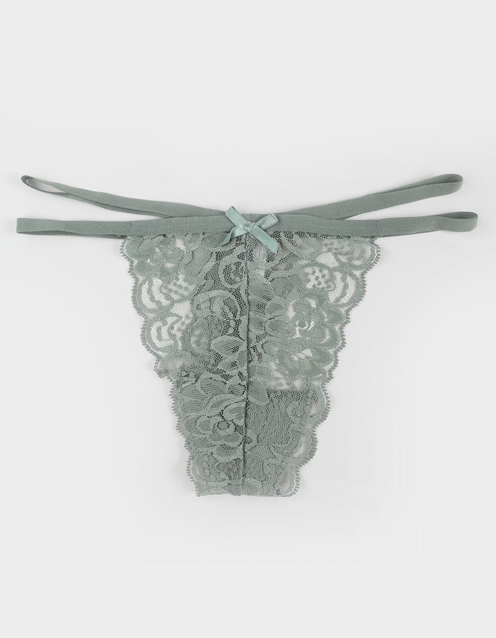 FULL TILT Double Side Strap Lace Thong - BLACK Product Image