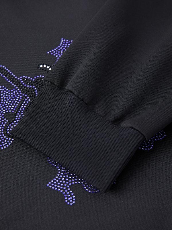 Street Rhinestone Print Oversized Hoodie Product Image