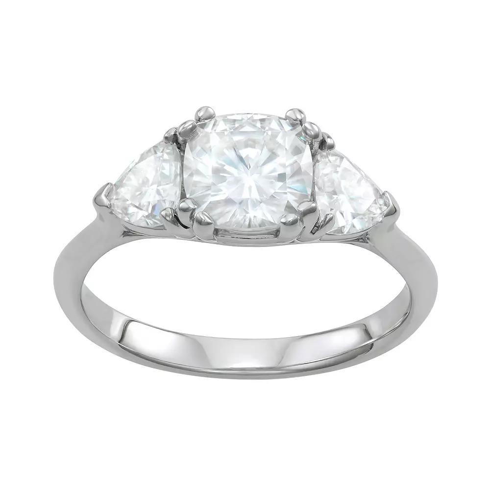 Charles & Colvard 14k White Gold 3 Carat T.W. Lab-Created Moissanite 3-Stone Ring, Women's, Size: 8, 14k Whgold Product Image
